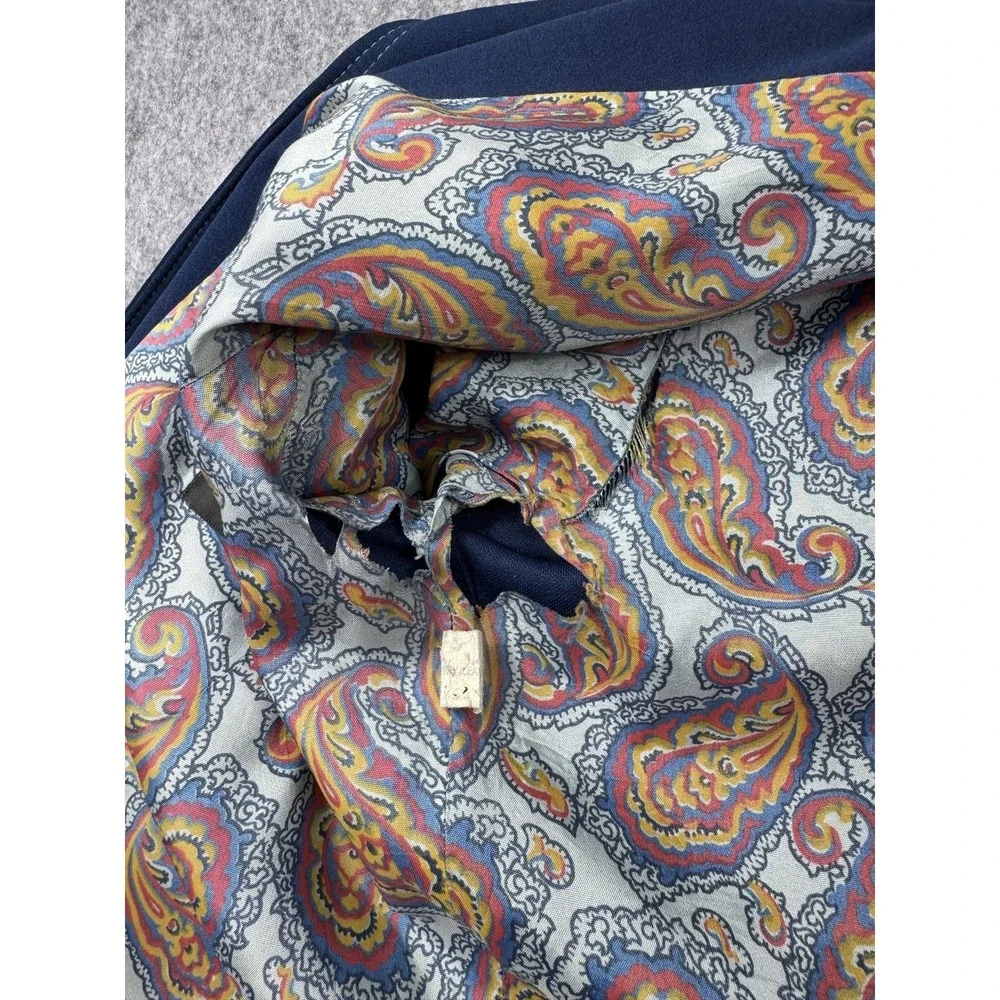 Vintage JCPenney Leisure Suit Jacket Mens 44 Blue Paisley Lined Western 60s 70s